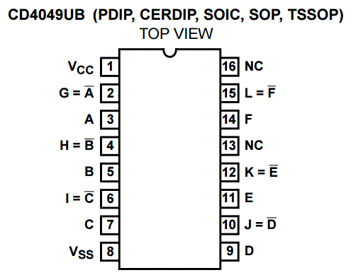 5pcs CD4049BM CD4049 4049 16 broches CMOS Hex Buffer Convertisseurs